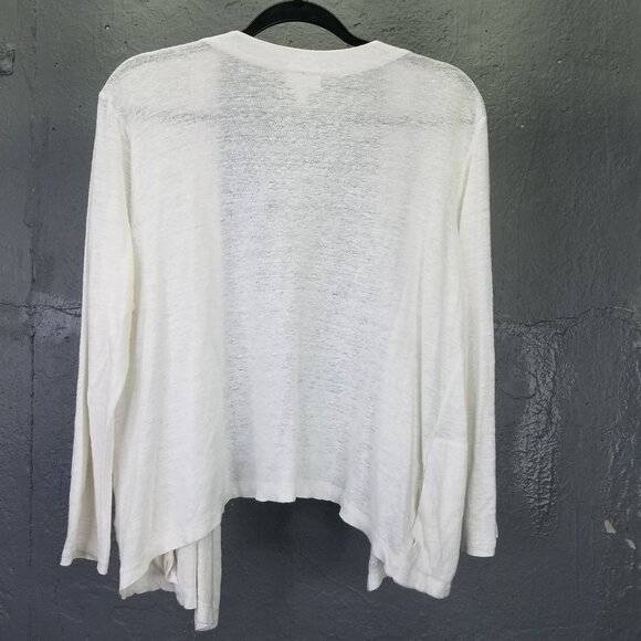 J. Jill Love Linen Cardigan Women's Petite L Sweater Open Front White Pockets - Picture 6 of 13